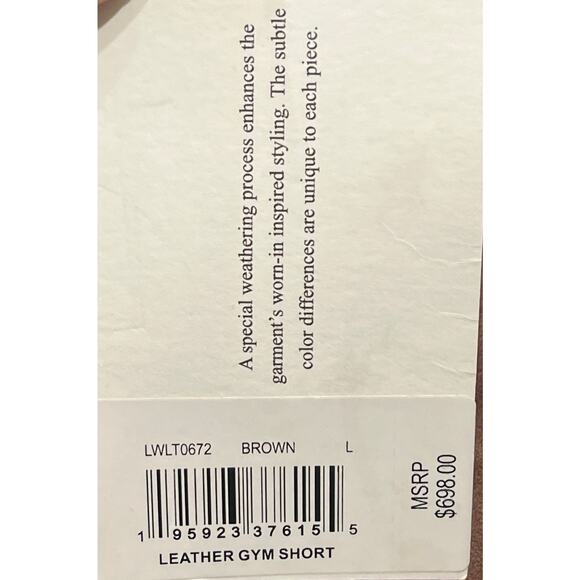 9-46 FRAME Men's Gym Shorts 100% Lamb Leather Brown Large - Picture 9 of 9